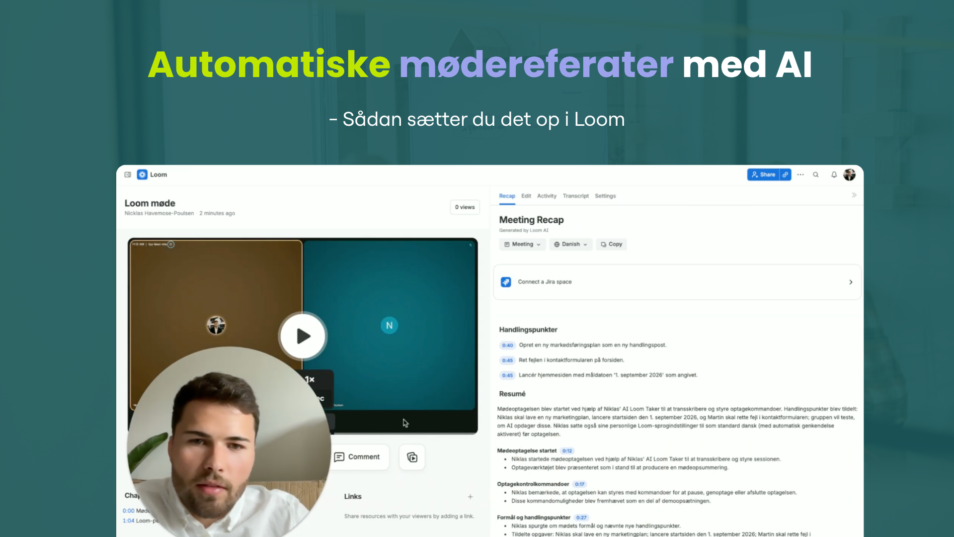 Automatiske mødereferater med AI i Loom