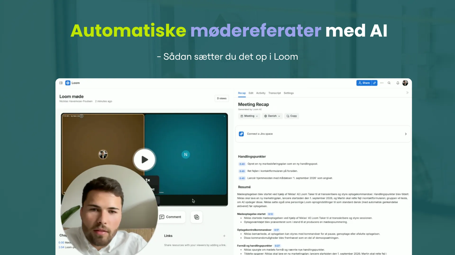 Automatiske mødereferater med AI i Loom