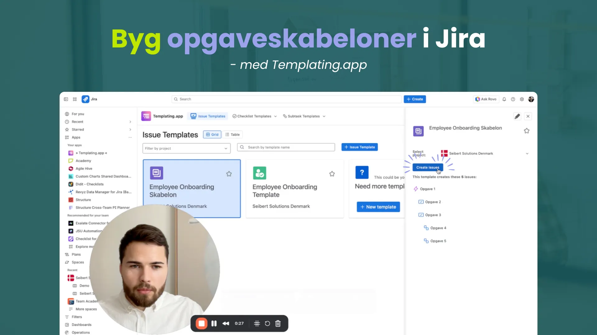 Byg opgaveskabeloner i Jira